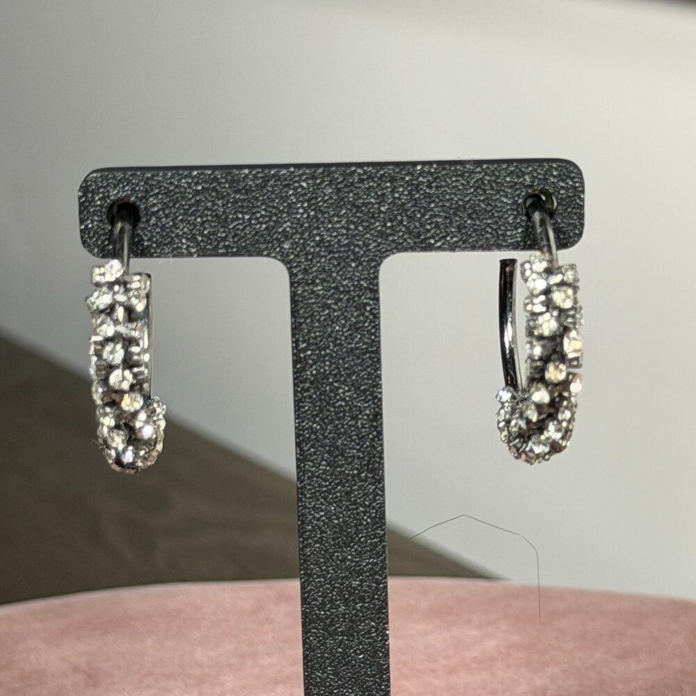🌸 3 for $15 Earring Bundle – Gun Metal Crystal Hoop Earrings